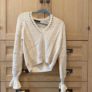 Nanette Lepore Cream Sweater with Stud Accents